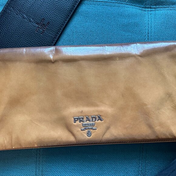 Authentic Prada Ombre Patent Leather Large Clutch - Picture 1 of 11